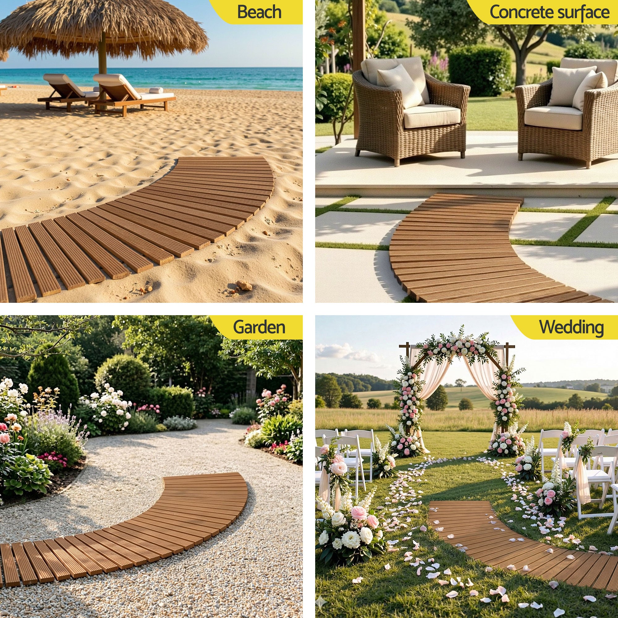 Gardeon 8FT Wooden Garden Pathway Roll-Out Curved Walkway Outdoor Backyard Brown-Home &amp; Garden > Decor > Garden Ornaments-PEROZ Accessories