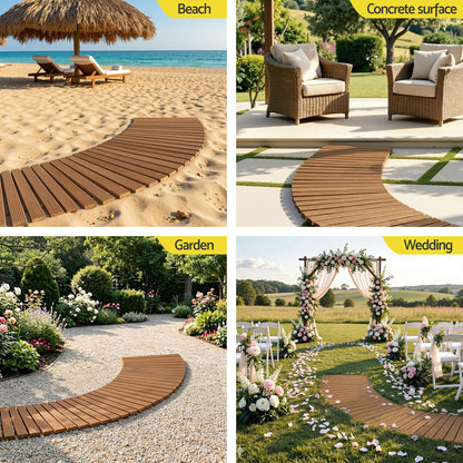 Gardeon 8FT Wooden Garden Pathway Roll-Out Curved Walkway Outdoor Backyard Brown-Home &amp; Garden > Decor > Garden Ornaments-PEROZ Accessories