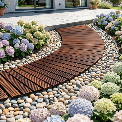 Gardeon 8FT Wooden Garden Pathway Roll-Out Curved Walkway Outdoor Backyard Charcoal Brown-Home &amp; Garden > Decor > Garden Ornaments-PEROZ Accessories