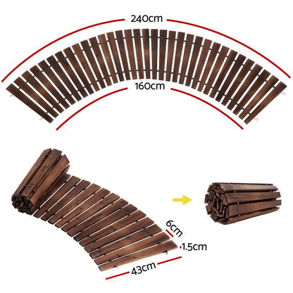 Gardeon 8FT Wooden Garden Pathway Roll-Out Curved Walkway Outdoor Backyard Charcoal Brown-Home &amp; Garden > Decor > Garden Ornaments-PEROZ Accessories
