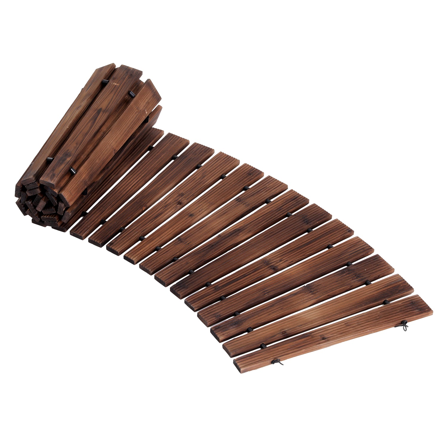 Gardeon 8FT Wooden Garden Pathway Roll-Out Curved Walkway Outdoor Backyard Charcoal Brown-Home &amp; Garden > Decor > Garden Ornaments-PEROZ Accessories