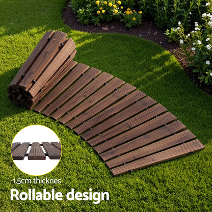 Gardeon 8FT Wooden Garden Pathway Roll-Out Curved Walkway Outdoor Backyard Charcoal Brown-Home &amp; Garden > Decor > Garden Ornaments-PEROZ Accessories