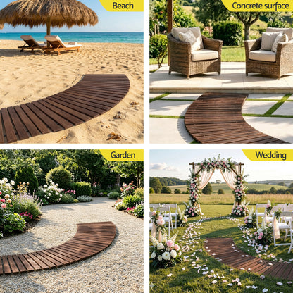Gardeon 8FT Wooden Garden Pathway Roll-Out Curved Walkway Outdoor Backyard Charcoal Brown-Home &amp; Garden > Decor > Garden Ornaments-PEROZ Accessories