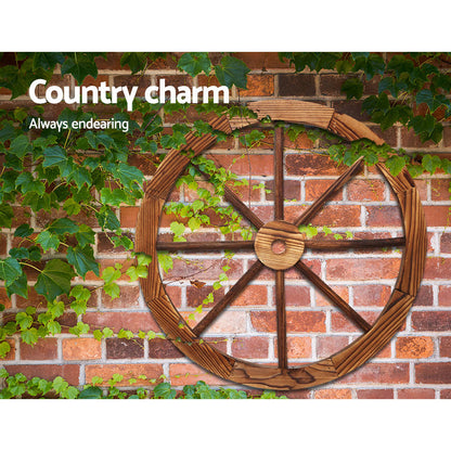 Gardeon Garden Decor Outdoor Ornament 2X Wooden Wagon Wheel-Outdoor Decorations-PEROZ Accessories