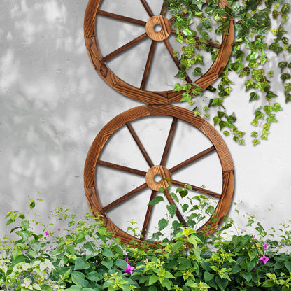 Gardeon Garden Decor Outdoor Ornament 2X Wooden Wagon Wheel-Outdoor Decorations-PEROZ Accessories