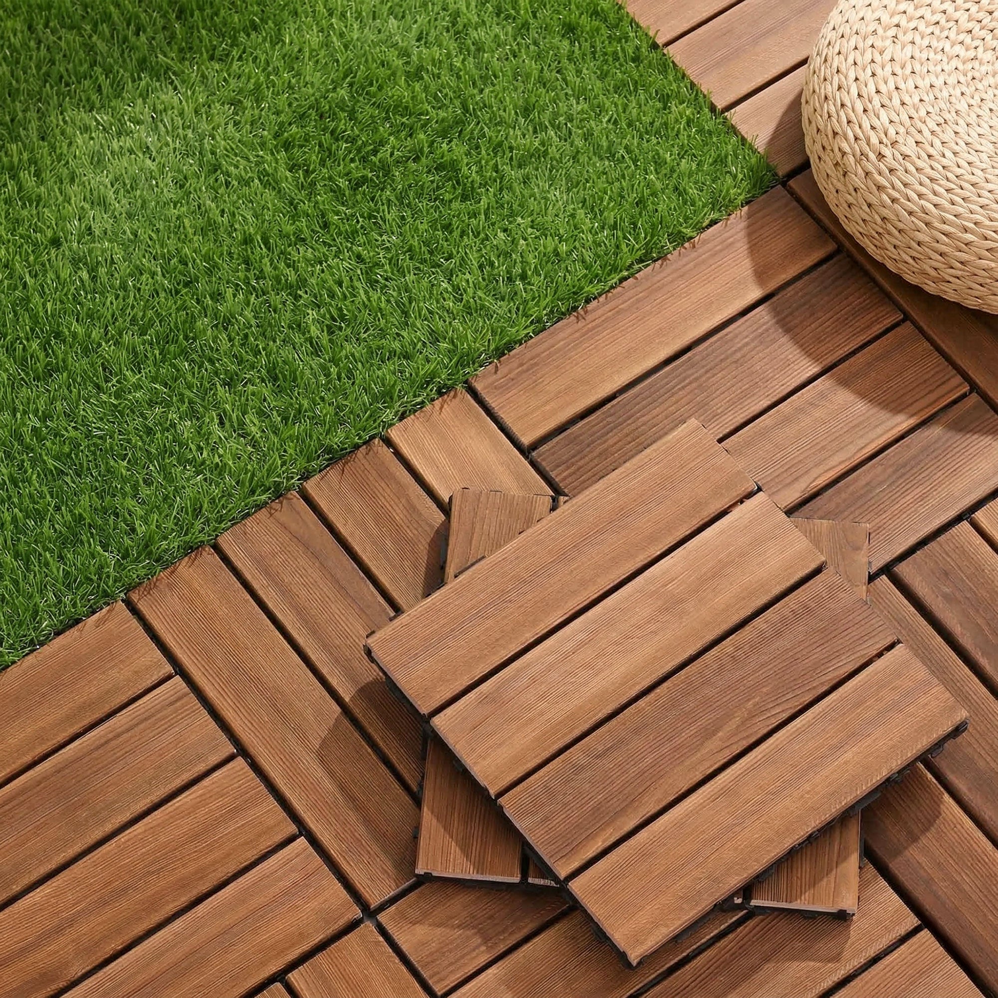 Gardeon 10PCS Wood Deck Tiles 30x30cm Interlocking Floor Tiles for Patio Balcony Garden-Home &amp; Garden > DIY > Flooring-PEROZ Accessories