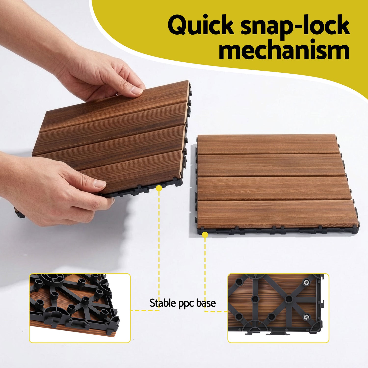 Gardeon 10PCS Wood Deck Tiles 30x30cm Interlocking Floor Tiles for Patio Balcony Garden-Home &amp; Garden > DIY > Flooring-PEROZ Accessories