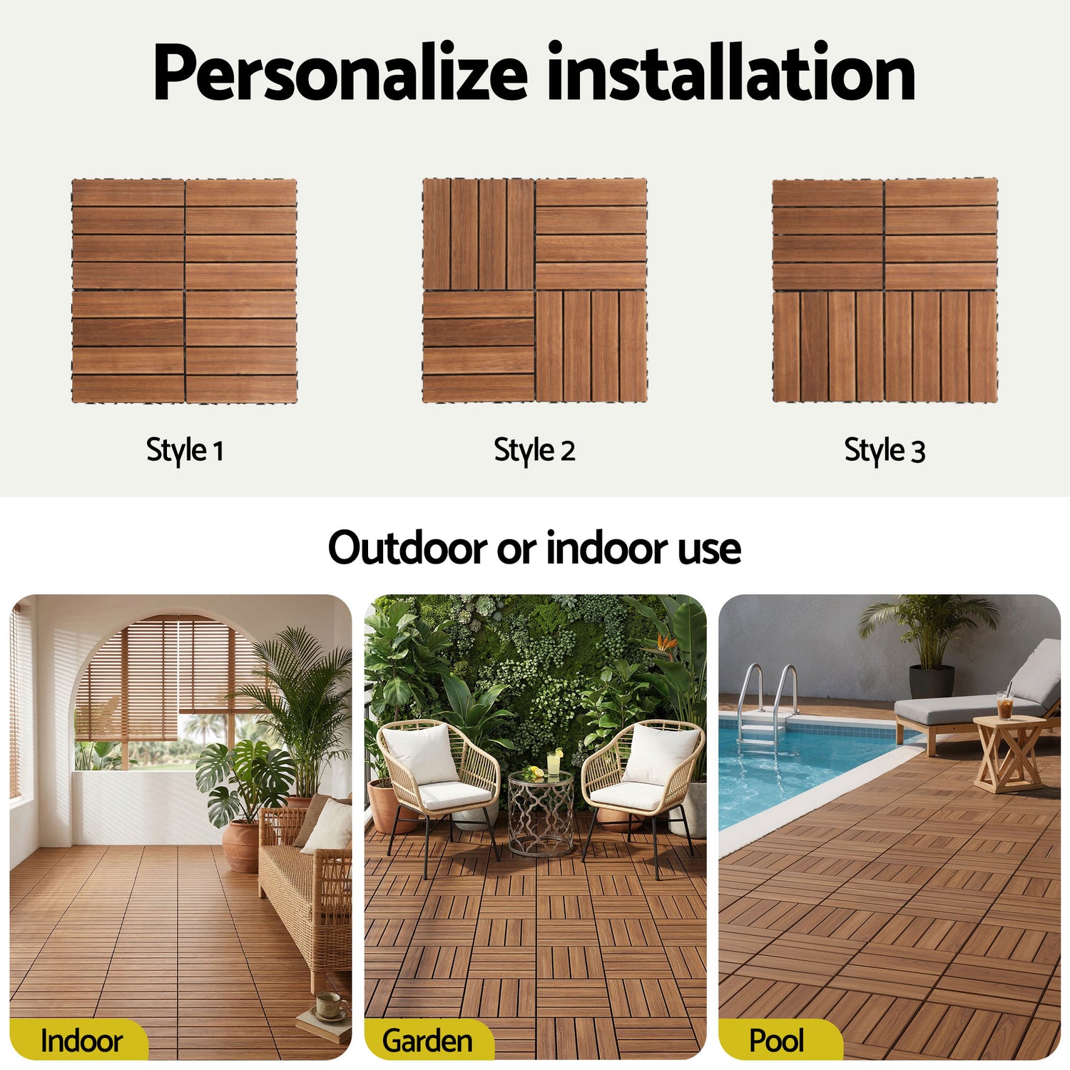 Gardeon 10PCS Wood Deck Tiles 30x30cm Interlocking Floor Tiles for Patio Balcony Garden-Home &amp; Garden > DIY > Flooring-PEROZ Accessories