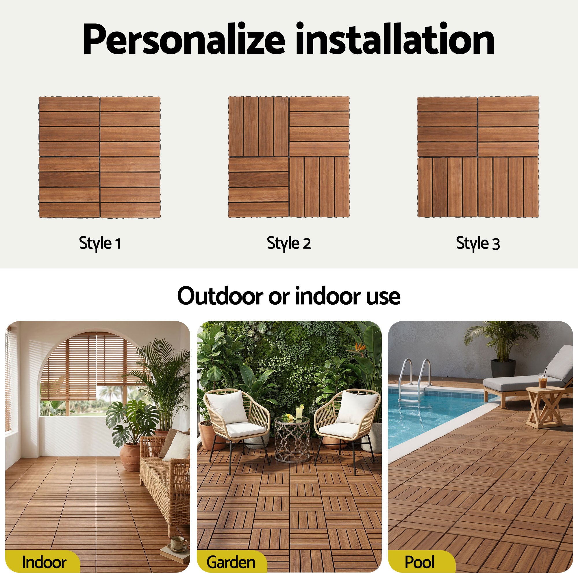 Gardeon 10PCS Wood Deck Tiles 30x30cm Interlocking Floor Tiles for Patio Balcony Garden-Home &amp; Garden > DIY > Flooring-PEROZ Accessories