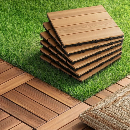 Gardeon 27PCS Wood Deck Tiles 30x30cm Interlocking Floor Tiles for Patio Balcony Garden-Home &amp; Garden > DIY > Flooring-PEROZ Accessories