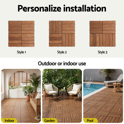 Gardeon 27PCS Wood Deck Tiles 30x30cm Interlocking Floor Tiles for Patio Balcony Garden-Home &amp; Garden > DIY > Flooring-PEROZ Accessories