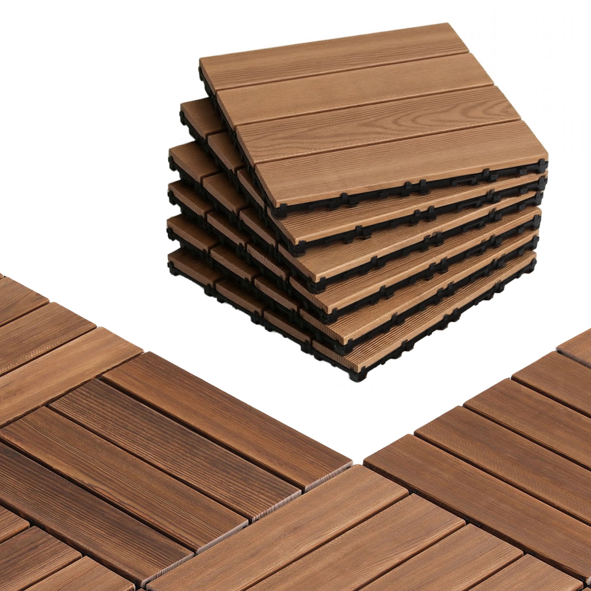 Gardeon 27PCS Wood Deck Tiles 30x30cm Interlocking Floor Tiles for Patio Balcony Garden-Home &amp; Garden > DIY > Flooring-PEROZ Accessories