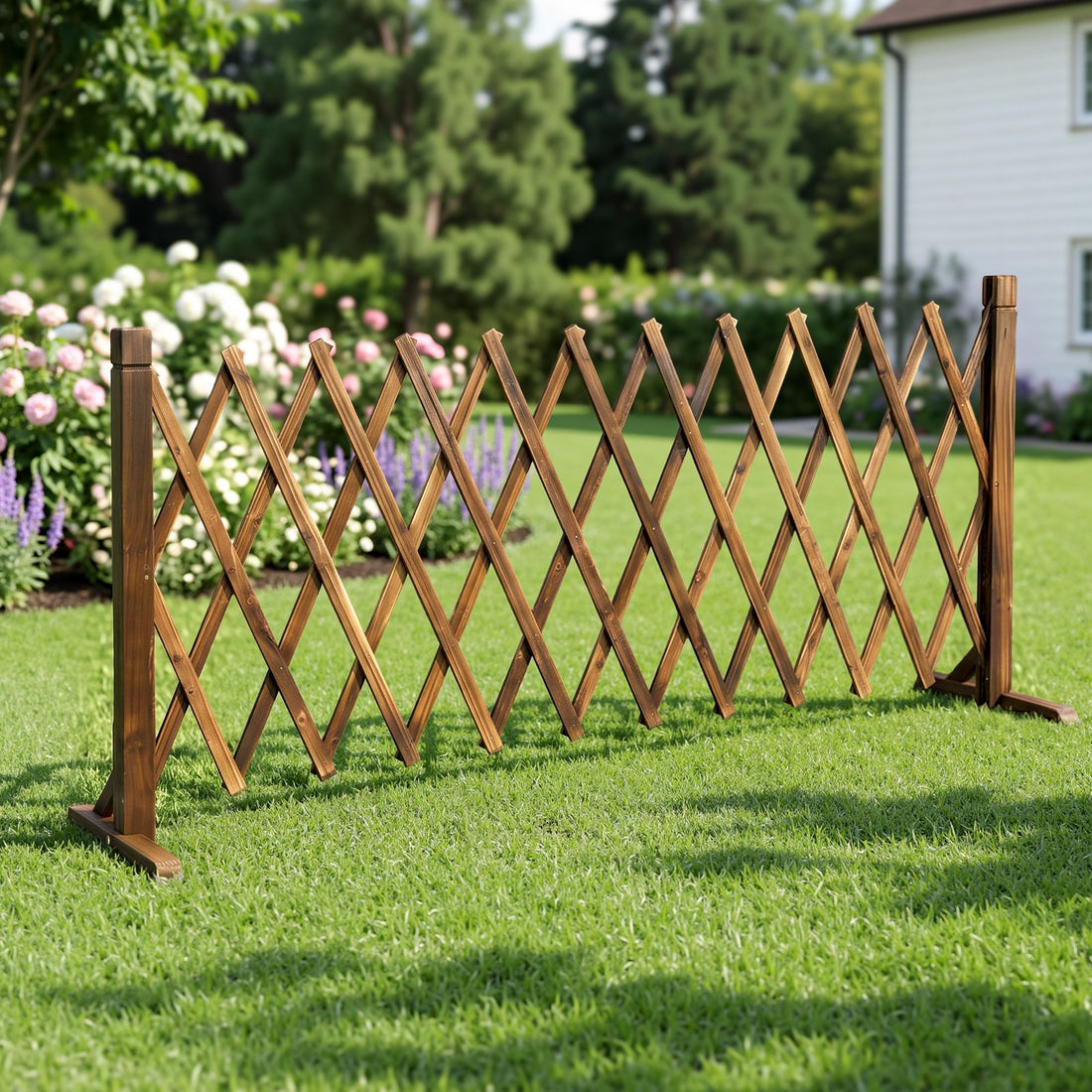 Gardeon Garden Fences Expandable Wooden Trellis Fence Plant Frame 200cm Brown-Home &amp; Garden > Decor > Garden Ornaments-PEROZ Accessories