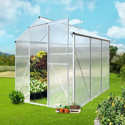 Livsip Greenhouse Aluminium Green House Shed Polycarbonate Walk in 1.9x1.9M-Greenhouse-PEROZ Accessories