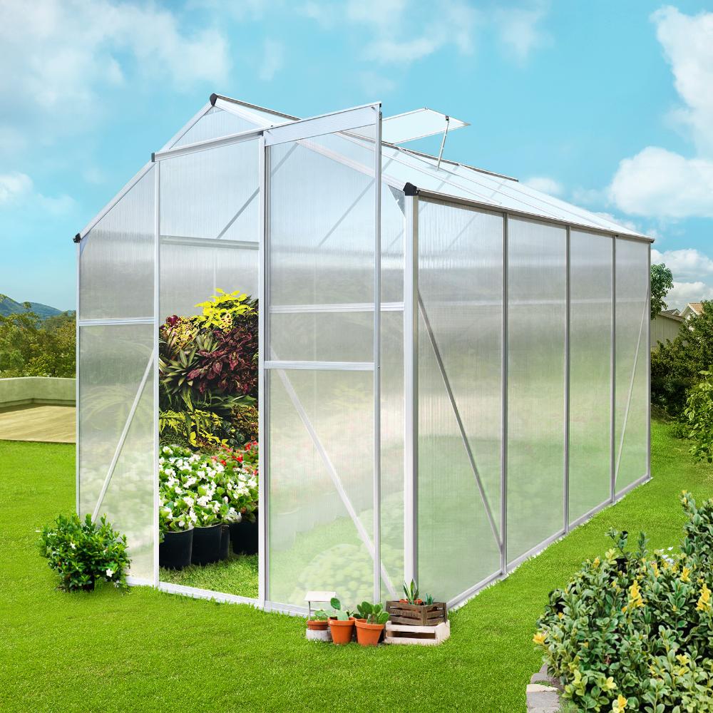 Livsip Greenhouse Aluminium Green House Shed Polycarbonate Walk in 2.52x1.9M-Greenhouse-PEROZ Accessories