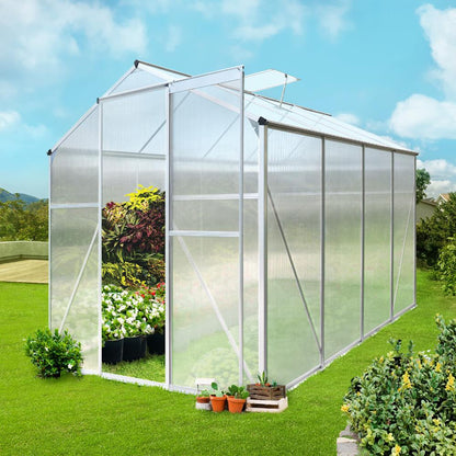 Livsip Greenhouse Aluminium Green House Shed Polycarbonate Walk in 2.52x1.9M-Greenhouse-PEROZ Accessories