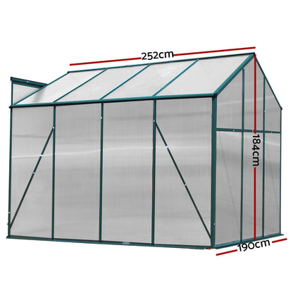 Green Fingers Greenhouse 2.52x1.9x1.83M Aluminium Polycarbonate Green House Garden Shed-Home &amp; Garden &gt; Green Houses-PEROZ Accessories