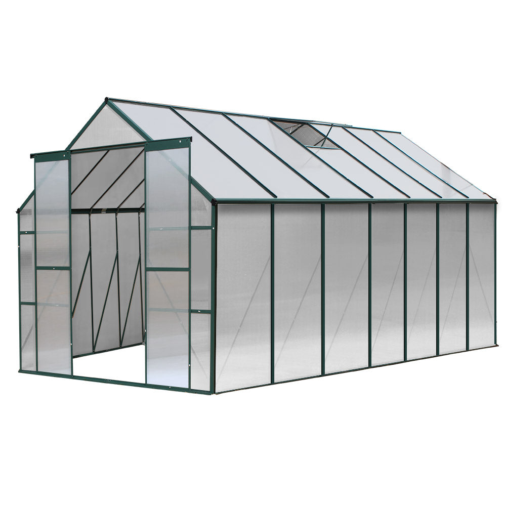 Green Fingers Greenhouse 4.43x2.44x2.15M Aluminium Polycarbonate Green House Garden Shed-Home &amp; Garden &gt; Green Houses-PEROZ Accessories