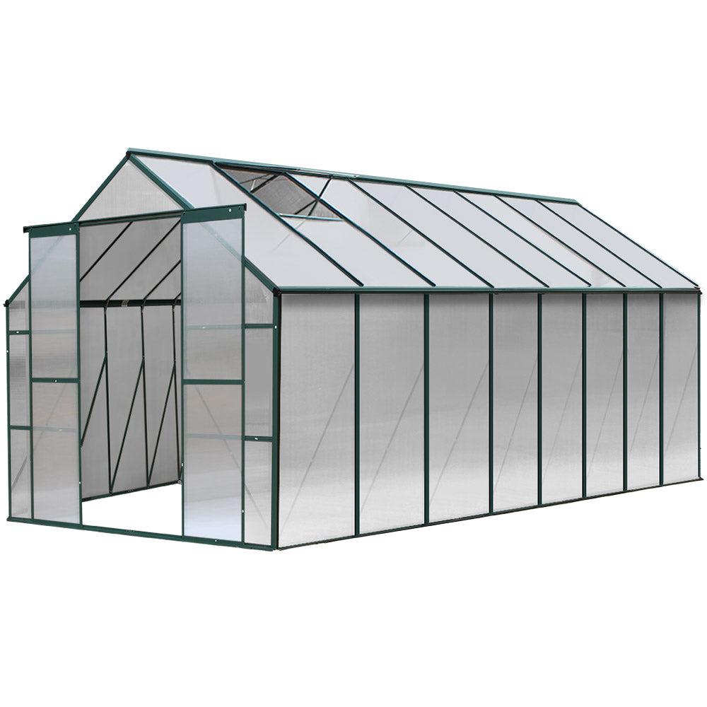 Green Fingers Greenhouse 5.1x2.44x2.1M Aluminium Polycarbonate Green House Garden Shed-Home &amp; Garden &gt; Green Houses-PEROZ Accessories