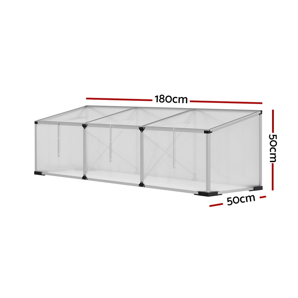 Green Fingers Greenhouse 180x50x50CM Cold Frame Plant Grow Aluminium Polycarbonate Green House-Home &amp; Garden &gt; Green Houses-PEROZ Accessories