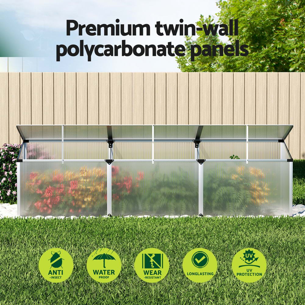 Green Fingers Greenhouse 180x50x50CM Cold Frame Plant Grow Aluminium Polycarbonate Green House-Home &amp; Garden &gt; Green Houses-PEROZ Accessories