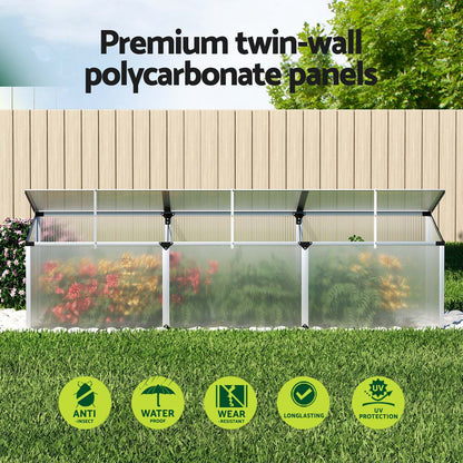 Green Fingers Greenhouse 180x50x50CM Cold Frame Plant Grow Aluminium Polycarbonate Green House-Home &amp; Garden &gt; Green Houses-PEROZ Accessories
