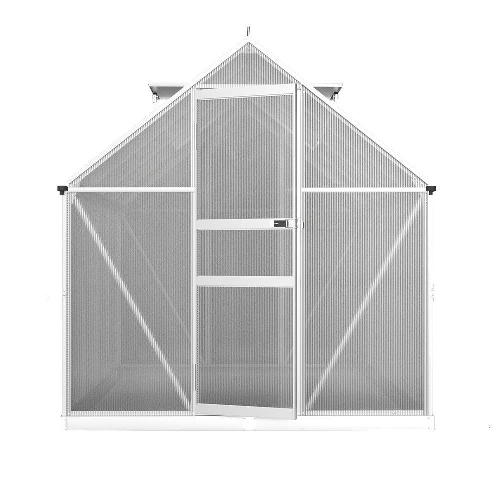 Green Fingers Greenhouse 2.42x1.9x1.95M Aluminium Polycarbonate Green House Garden Shed-Home &amp; Garden &gt; Green Houses-PEROZ Accessories