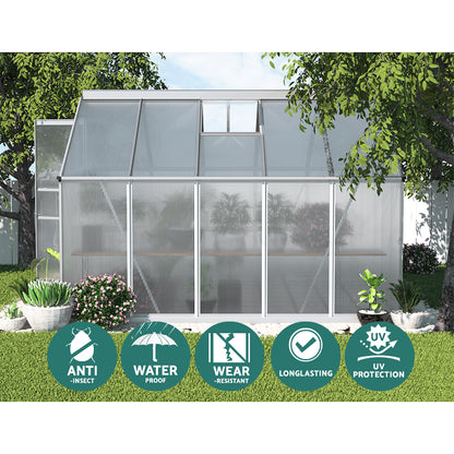 Greenfingers Greenhouse 3x2.5x1.95M Aluminium Polycarbonate Green House Garden Shed-Home &amp; Garden &gt; Green Houses-PEROZ Accessories