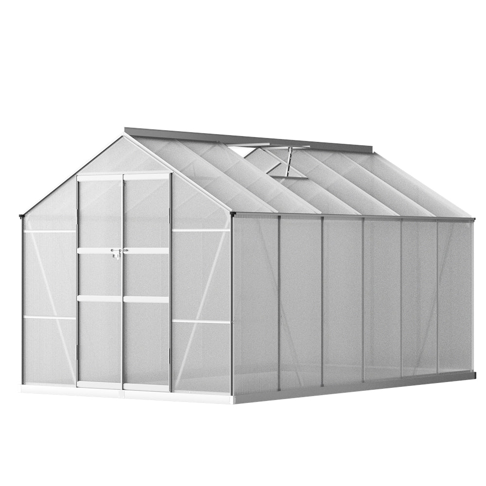 Green Fingers Greenhouse 3x2.5x2.26M Double Doors Aluminium Green House Garden Shed-Home &amp; Garden &gt; Green Houses-PEROZ Accessories