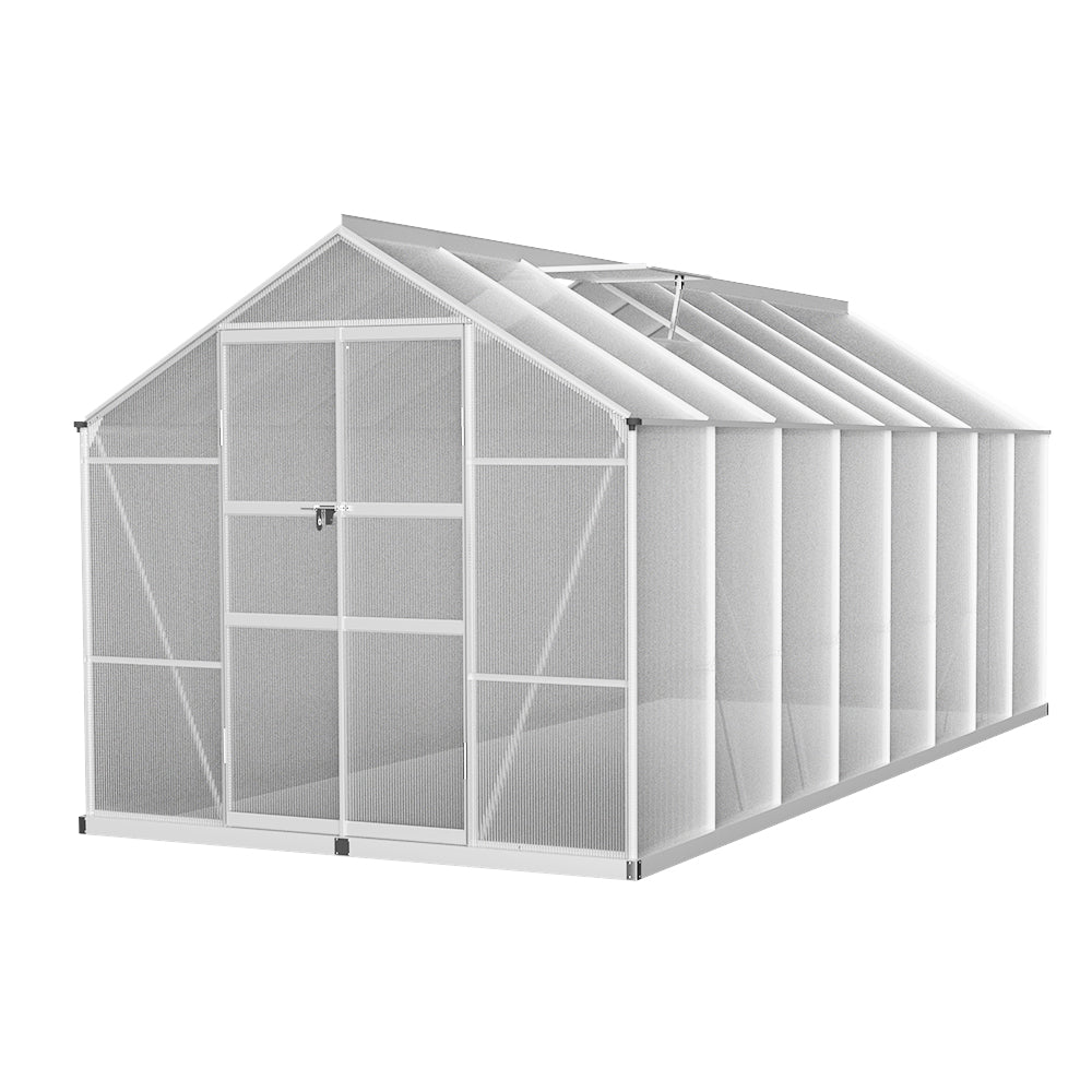 Green Fingers Greenhouse 4.7x2.5x2.26M Double Doors Aluminium Green House Garden Shed-Home &amp; Garden &gt; Green Houses-PEROZ Accessories