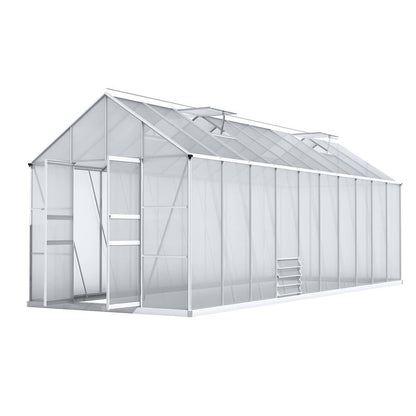 Green Fingers Greenhouse 6.03x2.44x2.68M Double Doors Aluminium Green House Garden Shed-Home &amp; Garden > Green Houses-PEROZ Accessories