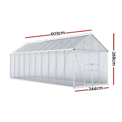 Green Fingers Greenhouse 6.03x2.44x2.68M Double Doors Aluminium Green House Garden Shed-Home &amp; Garden > Green Houses-PEROZ Accessories