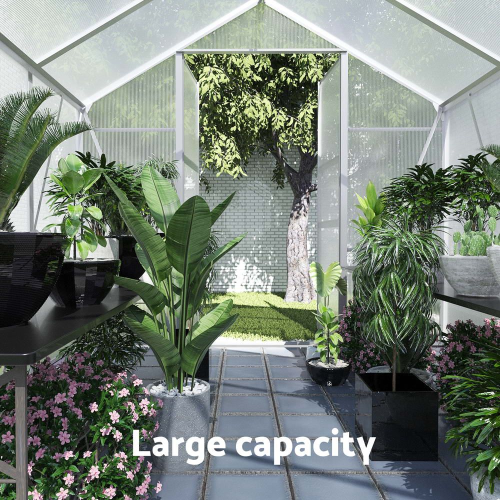 Green Fingers Greenhouse 6.03x2.44x2.68M Double Doors Aluminium Green House Garden Shed-Home &amp; Garden > Green Houses-PEROZ Accessories