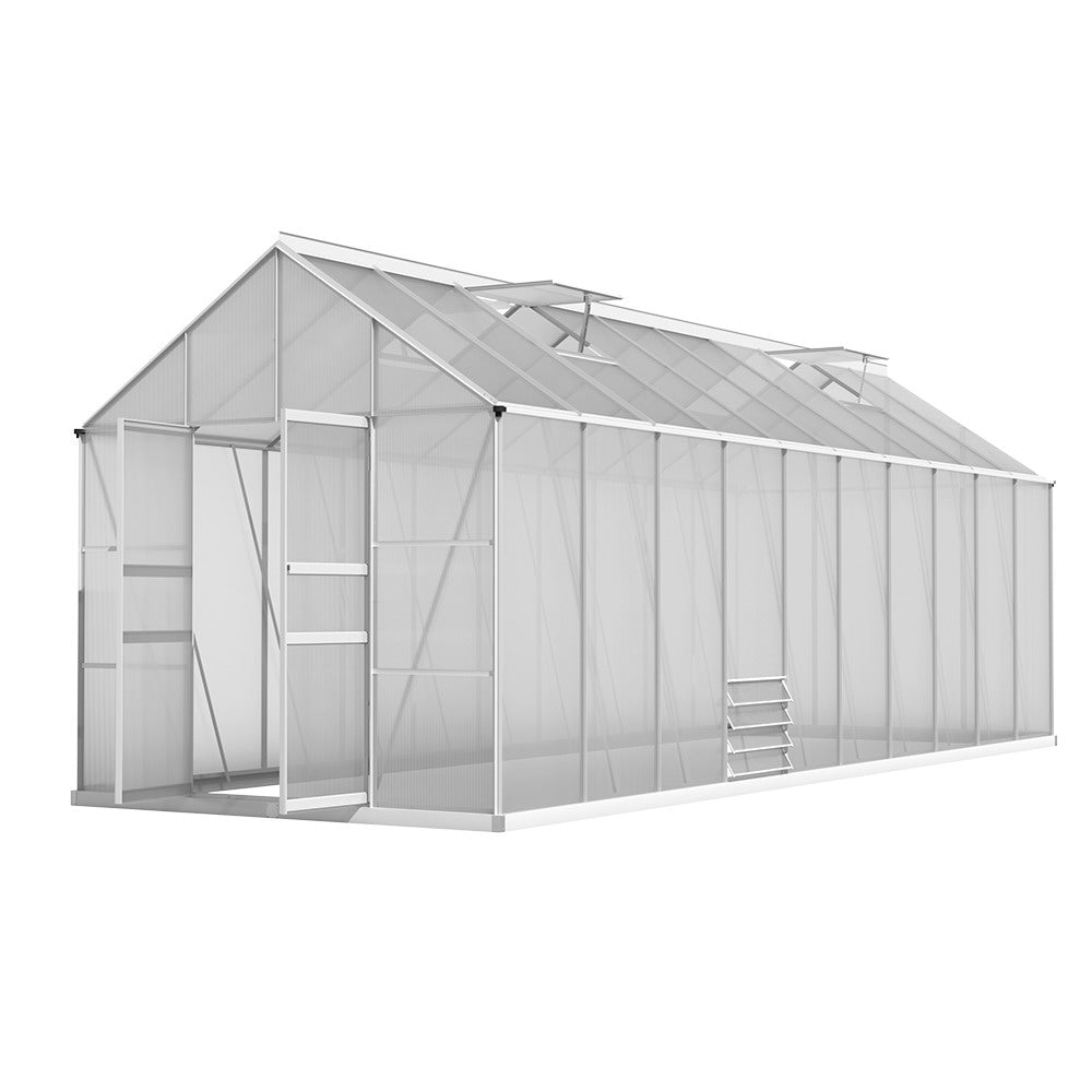 Green Fingers Greenhouse 6.03x2.44x2.68M Double Doors Aluminium Green House Garden Shed-Home &amp; Garden &gt; Green Houses-PEROZ Accessories