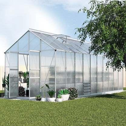 Green Fingers Greenhouse 6.03x2.44x2.68M Double Doors Aluminium Green House Garden Shed-Home &amp; Garden &gt; Green Houses-PEROZ Accessories
