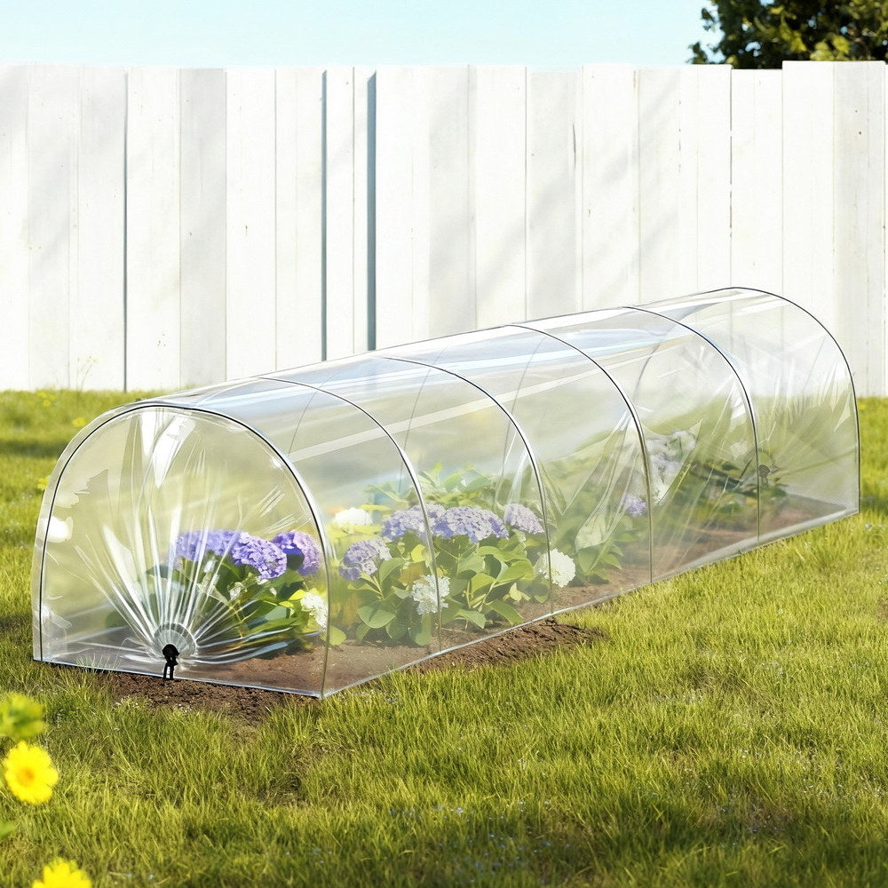 Green Fingers Mini Greenhouse 300x45x30cm Tunnel Clear PVC Steel Frame Portable-Home &amp; Garden &gt; Greenhouses &gt; Greenhouses &amp; Accessories-PEROZ Accessories