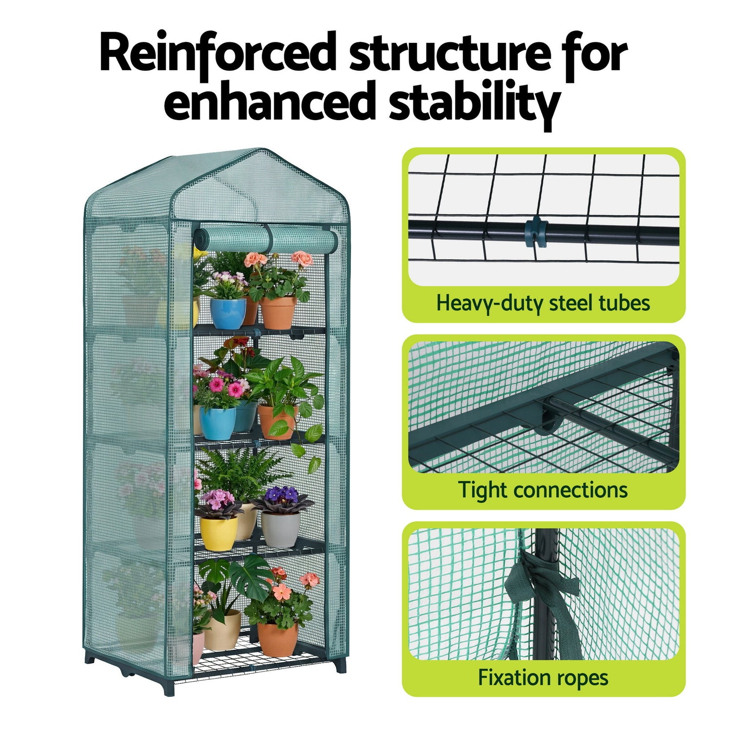 Green Fingers Greenhouse 4 Tiers Mini Green House Garden Bed 1.6x0.7x0.5M-Home &amp; Garden > Greenhouses > Greenhouses &amp; Accessories-PEROZ Accessories