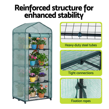 Green Fingers Greenhouse 4 Tiers Mini Green House Garden Bed 1.6x0.7x0.5M-Home &amp; Garden > Greenhouses > Greenhouses &amp; Accessories-PEROZ Accessories