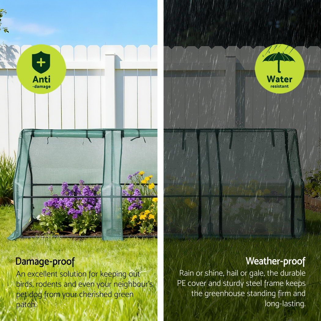 Green Fingers Mini Greenhouse 240x90x90cm Steel Frame PE Cover Outdoor Shelter-Home &amp; Garden > Greenhouses > Greenhouses &amp; Accessories-PEROZ Accessories