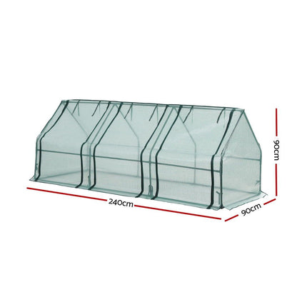 Green Fingers Mini Greenhouse 240x90x90cm Steel Frame PE Cover Outdoor Shelter-Home &amp; Garden > Greenhouses > Greenhouses &amp; Accessories-PEROZ Accessories