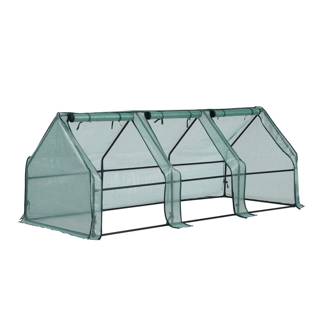 Green Fingers Mini Greenhouse 240x90x90cm Steel Frame PE Cover Outdoor Shelter-Home &amp; Garden > Greenhouses > Greenhouses &amp; Accessories-PEROZ Accessories