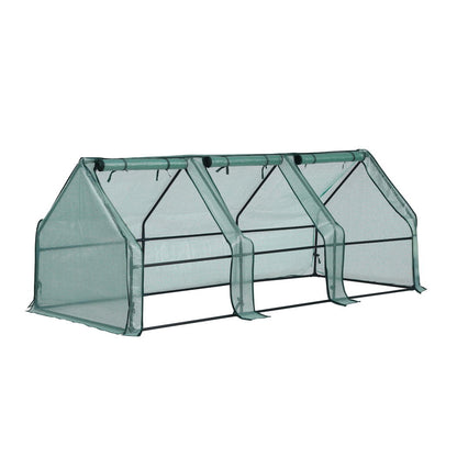 Green Fingers Mini Greenhouse 240x90x90cm Steel Frame PE Cover Outdoor Shelter-Home &amp; Garden &gt; Greenhouses &gt; Greenhouses &amp; Accessories-PEROZ Accessories