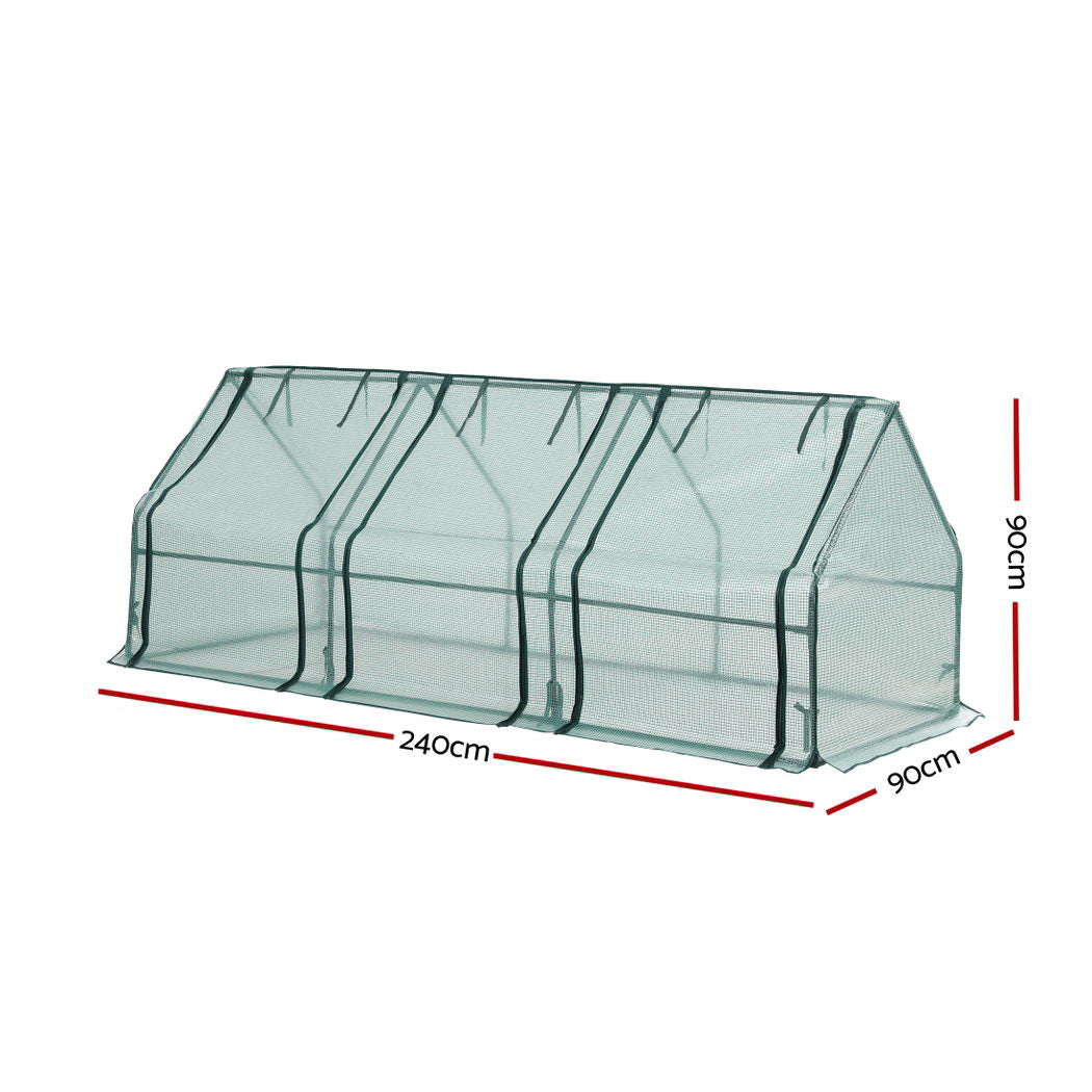 Green Fingers Mini Greenhouse 240x90x90cm Steel Frame PE Cover Outdoor Shelter-Home &amp; Garden &gt; Greenhouses &gt; Greenhouses &amp; Accessories-PEROZ Accessories