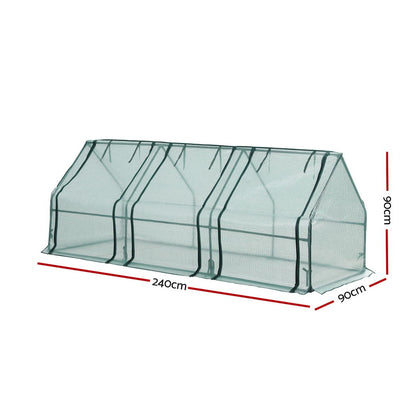 Green Fingers Mini Greenhouse 240x90x90cm Steel Frame PE Cover Outdoor Shelter-Home &amp; Garden &gt; Greenhouses &gt; Greenhouses &amp; Accessories-PEROZ Accessories
