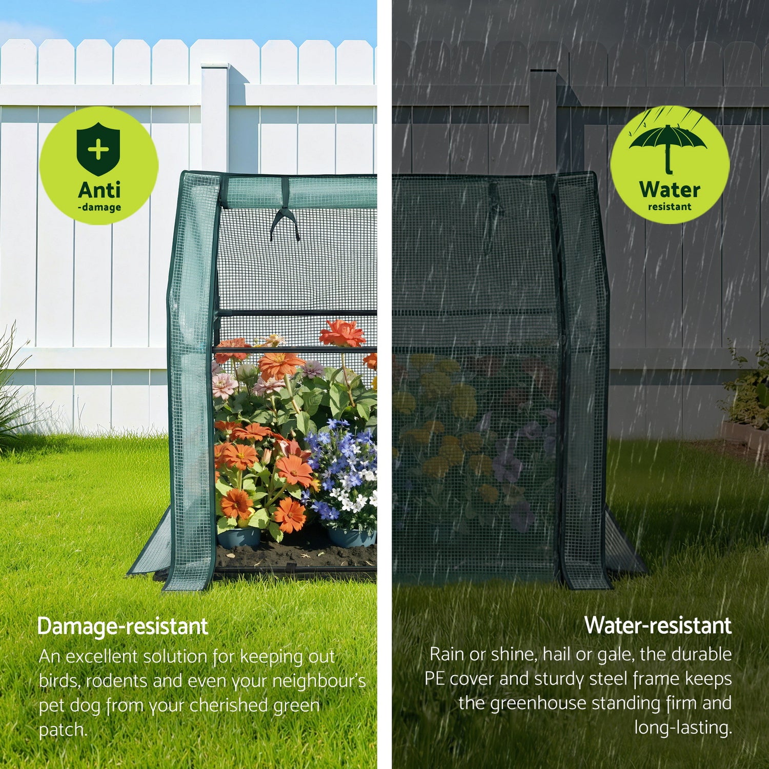 Green Fingers Mini Greenhouse 91x46x84cm Steel Frame PE Cover Outdoor Shelter-Home &amp; Garden > Greenhouses > Greenhouses &amp; Accessories-PEROZ Accessories