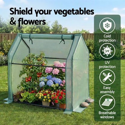 Green Fingers Mini Greenhouse 91x46x84cm Steel Frame PE Cover Outdoor Shelter-Home &amp; Garden > Greenhouses > Greenhouses &amp; Accessories-PEROZ Accessories