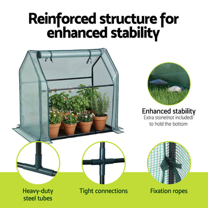 Green Fingers Mini Greenhouse 91x46x84cm Steel Frame PE Cover Outdoor Shelter-Home &amp; Garden > Greenhouses > Greenhouses &amp; Accessories-PEROZ Accessories