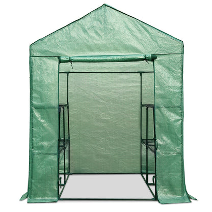 Green Fingers Greenhouse 1.4x1.55x2M Walk in Green House Tunnel Plant Garden Shed 8 Shelves-Home &amp; Garden &gt; Green Houses-PEROZ Accessories