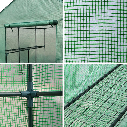 Green Fingers Greenhouse 1.4x1.55x2M Walk in Green House Tunnel Plant Garden Shed 8 Shelves-Home &amp; Garden &gt; Green Houses-PEROZ Accessories