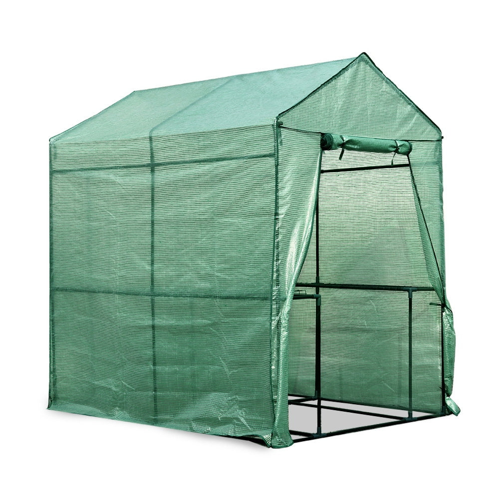 Green Fingers Greenhouse 1.2x1.9x1.9M Walk in Green House Tunnel Plant Garden Shed 4 Shelves-Home &amp; Garden &gt; Green Houses-PEROZ Accessories
